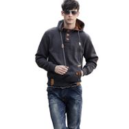 Bestgift B081CRX167 Koyu Gri Erkek Cepli Sweatshirt