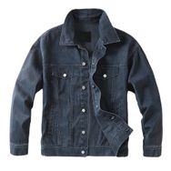 Bestgift Denim Siyah Gevşek Yaka Erkek Ceket