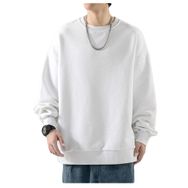 Bestgift Dip Beyaz Kalınlaşmış Yuvarlak Boyun Erkek Sweatshirt