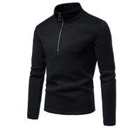 Bestgift Dip Siyah Yüksek Yaka Erkek Sweatshirt