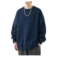 Bestgift Dip Tibet Mavisi Kalınlaşmış Yuvarlak Boyun Erkek Sweatshirt