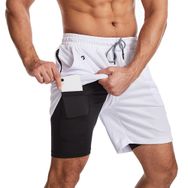 Bestgift Fitness Beyaz Hızlı Kuruyan Erkek Kapri Şort