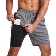 Bestgift Fitness Gri Hızlı Kuruyan Erkek Kapri Şort