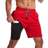Bestgift Fitness Kırmızı Hızlı Kuruyan Erkek Kapri Şort