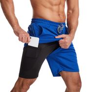 Bestgift Fitness Mavi Hızlı Kuruyan Erkek Kapri Şort