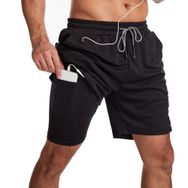 Bestgift Fitness Siyah Hızlı Kuruyan Erkek Kapri Şort