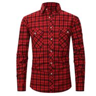 Bestgift Flanel Uzun Kollu Çift Cepli Kırmızı Erkek Gömlek