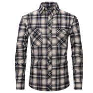 Bestgift Flanel Uzun Kollu Çift Cepli Koyu Mavi Erkek Gömlek