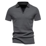 Bestgift Henley Koyu Gri Kısa Kollu Spor Erkek T-shirt