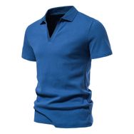 Bestgift Henley Mavi Kısa Kollu Spor Erkek T-shirt