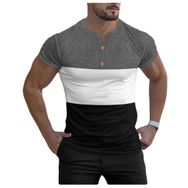 Bestgift Henley Resim Rengi 6 Kısa Kollu Spor Erkek T-shirt