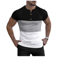 Bestgift Henley Resim Renk 2 Kısa Kollu Spor Erkek T-shirt