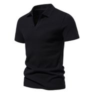 Bestgift Henley Siyah Kısa Kollu Spor Erkek T-shirt