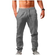 Bestgift Hip Hop Gri Keten Erkek Pantolon