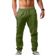 Bestgift Hip Hop Yeşil Keten Erkek Pantolon
