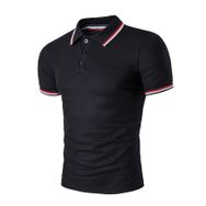 Bestgift Pamuklu Kısa Kollu Çizgili Polo Yaka Erkek Tişört