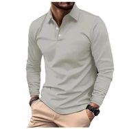 Bestgift Polo Açık Gri Uzun Kollu Erkek Gömlek