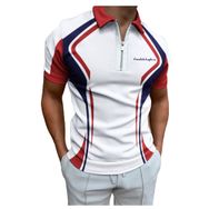 Bestgift Polo Resim Rengi 10 Kısa Çizgili Erkek T-shirt