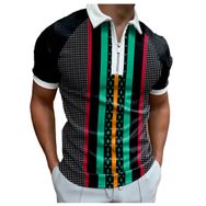 Bestgift Polo Resim Rengi 4 Kısa Çizgili Erkek T-shirt