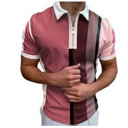 Bestgift Polo Resim Rengi 9 Kısa Çizgili Erkek T-shirt