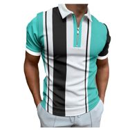 Bestgift Polo Resim Renk 2 Kısa Çizgili Erkek T-shirt