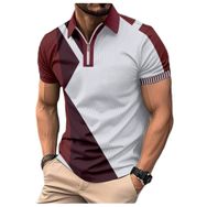 Bestgift Polo Wine Red Kısa Kollu Fermuar Yaka Erkek Gömlek