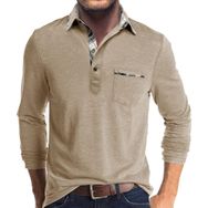 Bestgift Polo Yaka Kayısı Uzun Kollu Erkek Gömlek