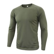 Bestgift Resim Rengi 1 Yuvarlak Boyun Uzun Kollu Kamuflaj Erkek T-Shirt
