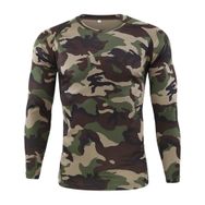 Bestgift Resim Rengi 10 Yuvarlak Boyun Uzun Kollu Kamuflaj Erkek T-Shirt