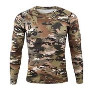 Bestgift Resim Rengi 11 Yuvarlak Boyun Uzun Kollu Kamuflaj Erkek T-Shirt