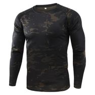 Bestgift Resim Rengi 14 Yuvarlak Boyun Uzun Kollu Kamuflaj Erkek T-Shirt