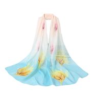 Bestgift Resim Rengi 4 Şifon İpek 150x150 cm Kadın Eşarp Şal