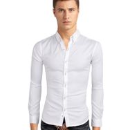 Bestgift Slim Fit Siyah Kent Yaka Uzun Kollu Erkek Gömlek