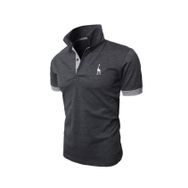 Bestgift Slim Polo Koyu Gri Kısa Kollu Erkek T-shirt