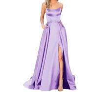 Bestgift Straplez Mor Light Purple Uzun Kadın Abiye