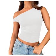 Bestgift Tank Beyaz Düz Kadın T-shirt