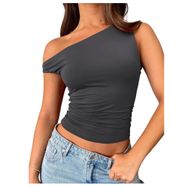 Bestgift Tank Gri Düz Kadın T-shirt
