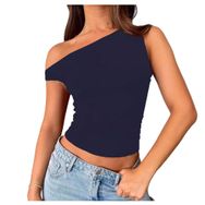 Bestgift Tank Koyu Mavi Düz Kadın T-shirt