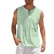 Bestgift Tank Top Fasulye Yeşili Bağcıklı Kısa Kollu Erkek T-shirt