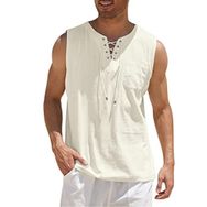 Bestgift Tank Top Kayısı Bağcıklı Kısa Kollu Erkek T-shirt