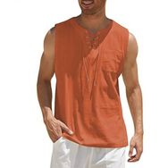 Bestgift Tank Top Tuğla Kırmızısı Bağcıklı Kısa Kollu Erkek T-shirt