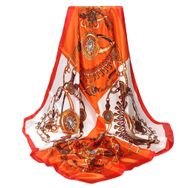 Bestgift Turuncu 65 İpek 90x90 cm Kare Kadın Şal