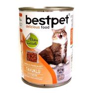 Bestpet 600497 415 gr Soslu Parça Tavuk Etli Konserve Yetişkin Kedi Maması