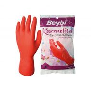 Beybi Karmelita 8.5 Numara 25'li Paket Gıdaya Uygundur Kaymayı Önleyici Pütürlü Bulaşık Eldiveni