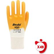 Beybi KN3 10 Beden 48 Çift Sarı Pamuk Nitril İş Eldiveni