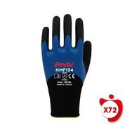 Beybi NMF134 Mavi 8 Beden 72 Çift Mikro Köpük Nitril Kaplı Polyester Örgü Eldiven