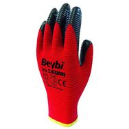 Beybi PN Zebra Polyester Örme NO:10 Koli Kırmızı Nitril Eldiven