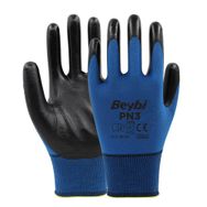 Beybi PN5 Koli NO: 10 Mavi Siyah Zebra Polyester Örme Nitril Eldiven