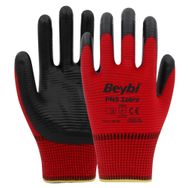 Beybi PN5 Zebra Polyester Örme Kırmızı 288 Çift Nitril Eldiven