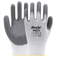 Beybi PN72 Polyester Örme NO:10 Koli Gri Nitril Eldiven